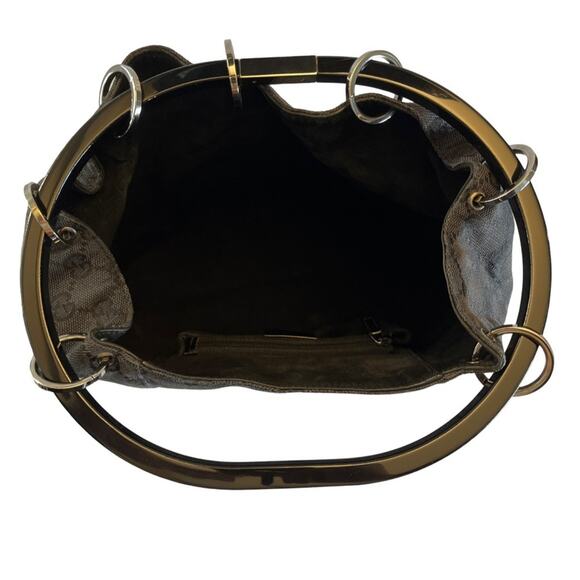 Gucci GG Monogram Bucket Bag Black Resin Ring Handles Vintage Frida Giannini - Picture 11 of 16